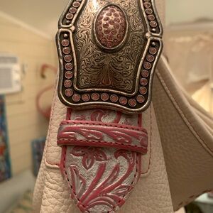 Vintage Brighton handbag, good condition, clean inside, unique strap, leather